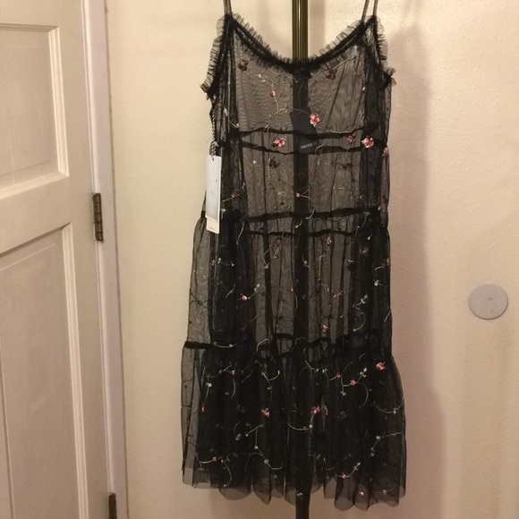 NWT Black Embroidered Mesh IRIS Dress - Picture 2 of 3